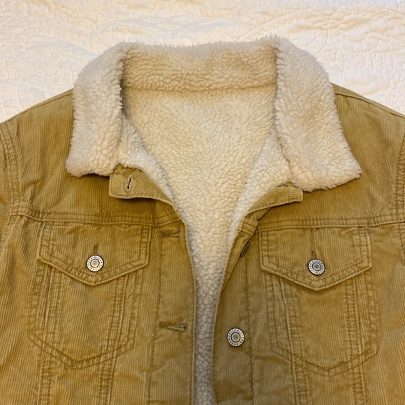 John Galt Brandy Melville Tan Cream Sherpa-Lined Jacket | One-Size S/M - Picture 4 of 11